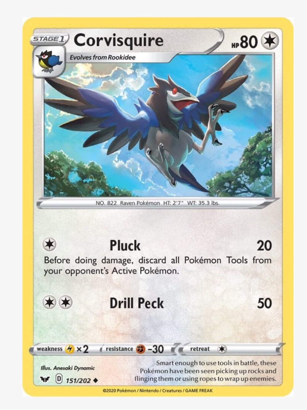 Corvisquire SWSH01: Sword & Shield Base Set Pokemon Trading Card
